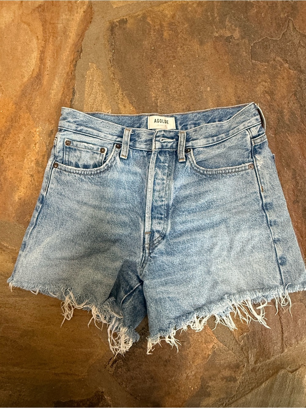 Agolde High-Rise Jean shorts frayed denim size 26